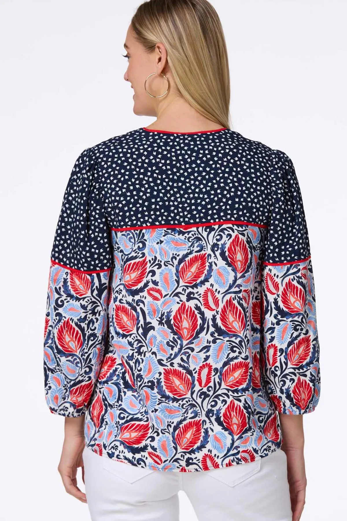 Cato Americana Leaf Tie Front Top> Tops