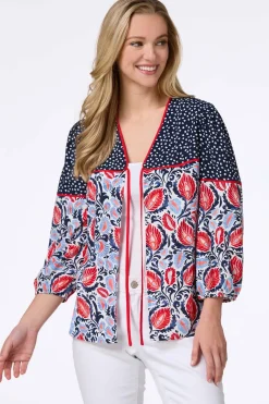Cato Americana Leaf Tie Front Top><noscript><img width=
