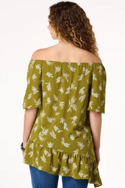 Cato Asymmetrical Ruffled Hem Top> Tops