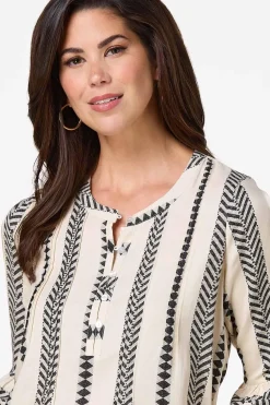 Cato Aztec Bell Sleeve Top><noscript><img width=