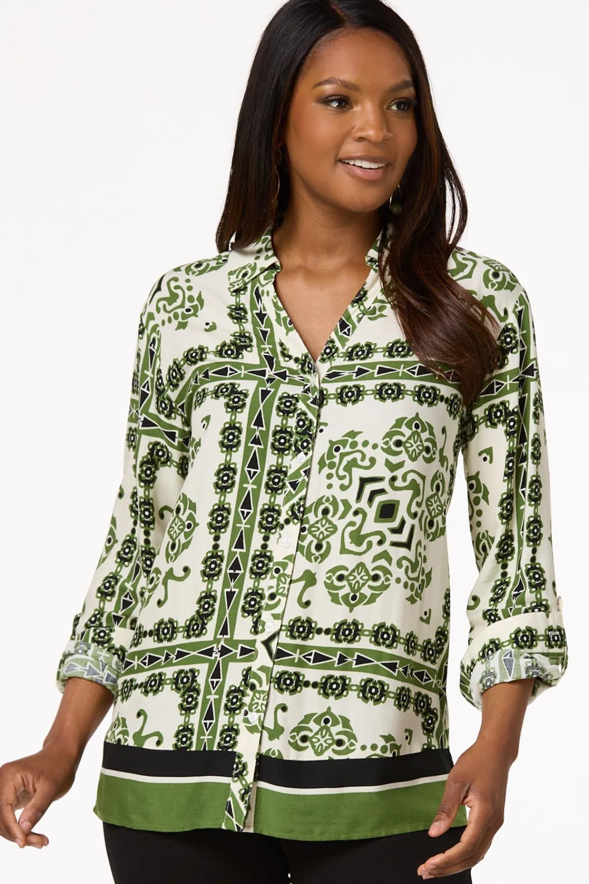 Cato Aztec Button Down Shirt> Tops