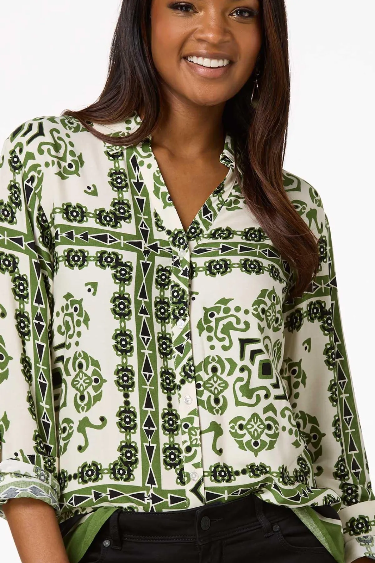 Cato Aztec Button Down Shirt> Tops