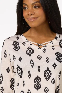 Cato Aztec Lace Up Top><noscript><img width=