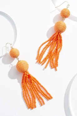 Cato Ball Seed Bead Tassel Earrings> Earrings