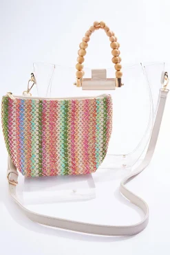 Cato Beaded Handle Lucite Satchel Set> Handbags