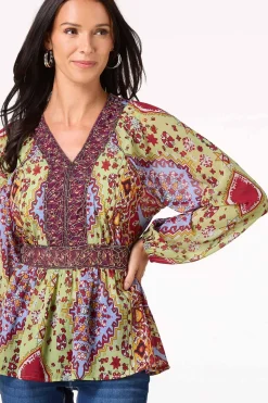 Cato Beaded Peplum Top><noscript><img width=