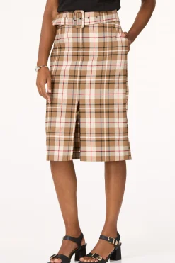 Cato Belted Plaid Pencil Skirt><noscript><img width=