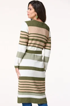 Cato Belted Stripe Chenille Cardigan> Sweaters