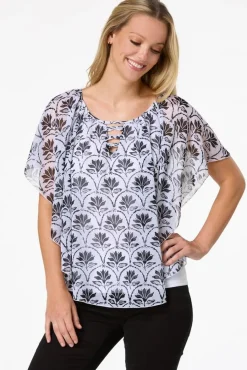 Cato Black And White Capelet> Tops