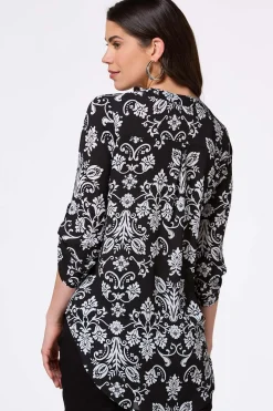 Cato Black And White Floral Tunic> Tops