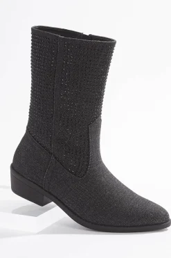 Cato Black Denim Embellished Western Boots> Boots