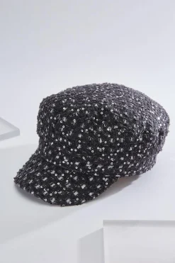 Cato Black Denim Sequin Cabbie Hat> Hats & Hair