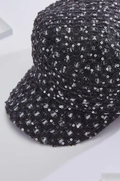 Cato Black Denim Sequin Cabbie Hat> Hats & Hair
