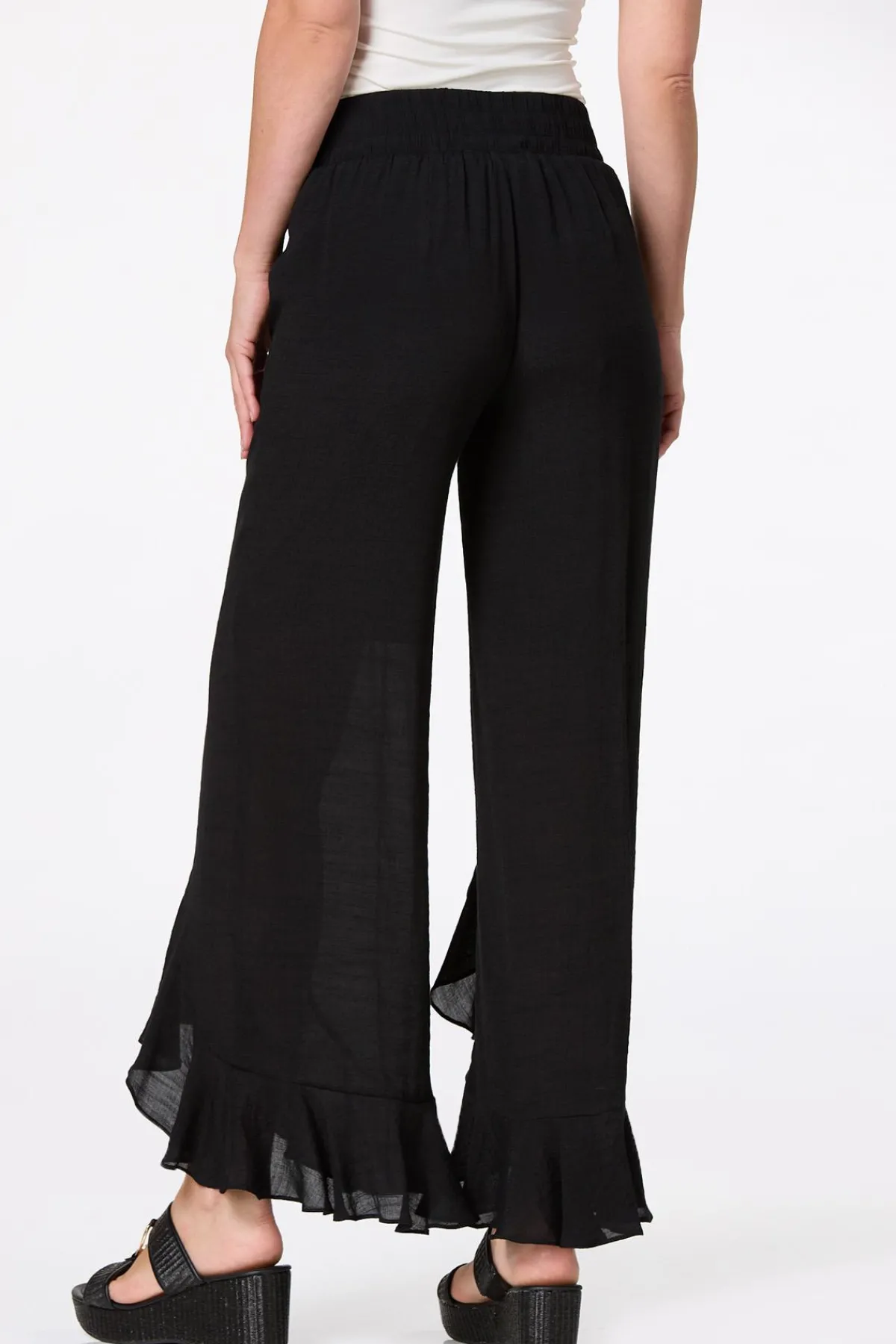 Cato Black Ruffled Front Pants> Pants