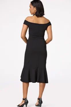 Cato Black Ruffled Midi Dress><noscript><img width=