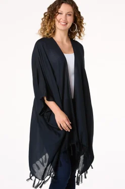 Cato Black Tassel Kimono> Cover Ups|Tops