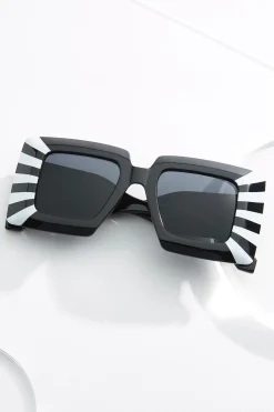 Cato Black White Stripe Sunglasses> Sunglasses