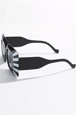 Cato Black White Stripe Sunglasses> Sunglasses