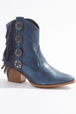 Cato Blue Fringe Western Booties> Boots