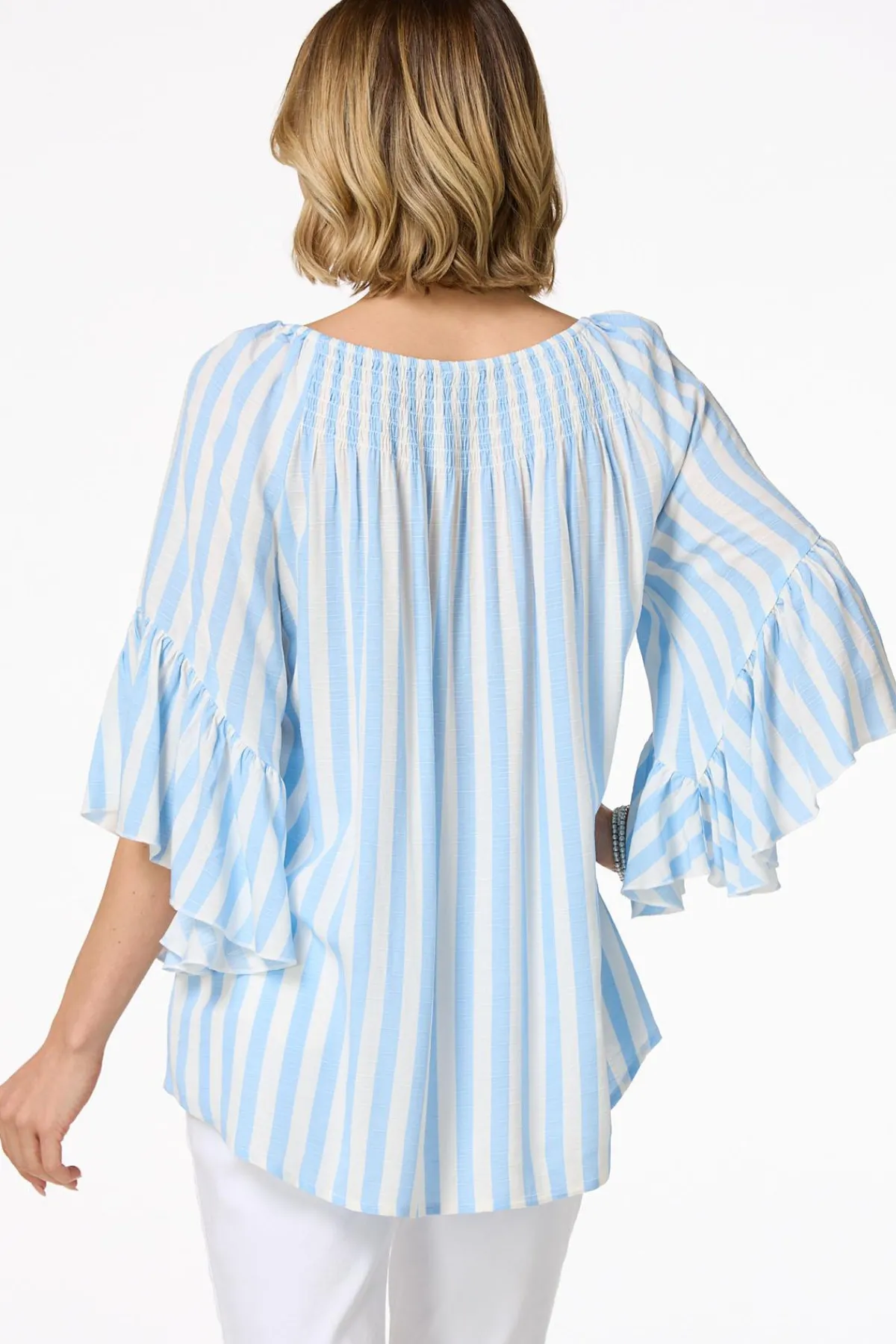 Cato Blue Stripe Poet Top> Tops