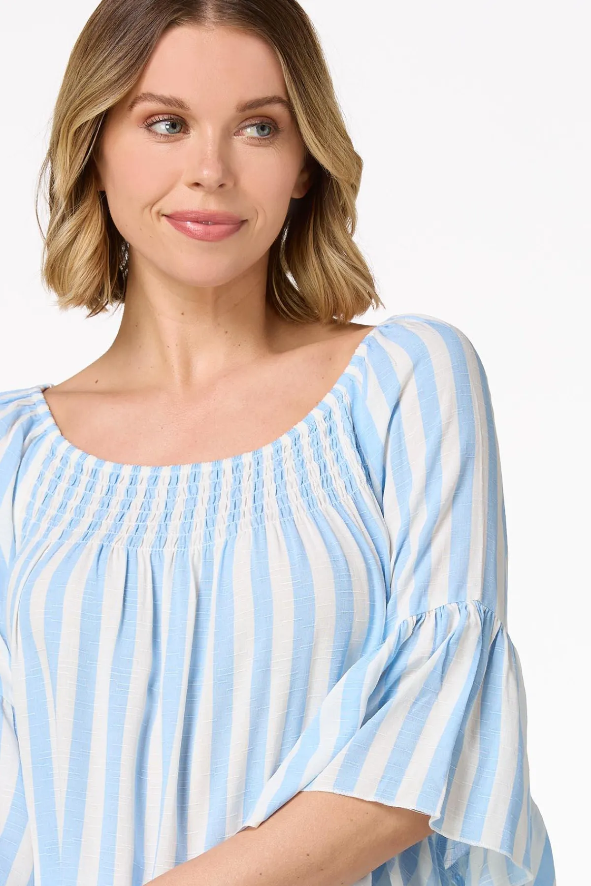 Cato Blue Stripe Poet Top> Tops