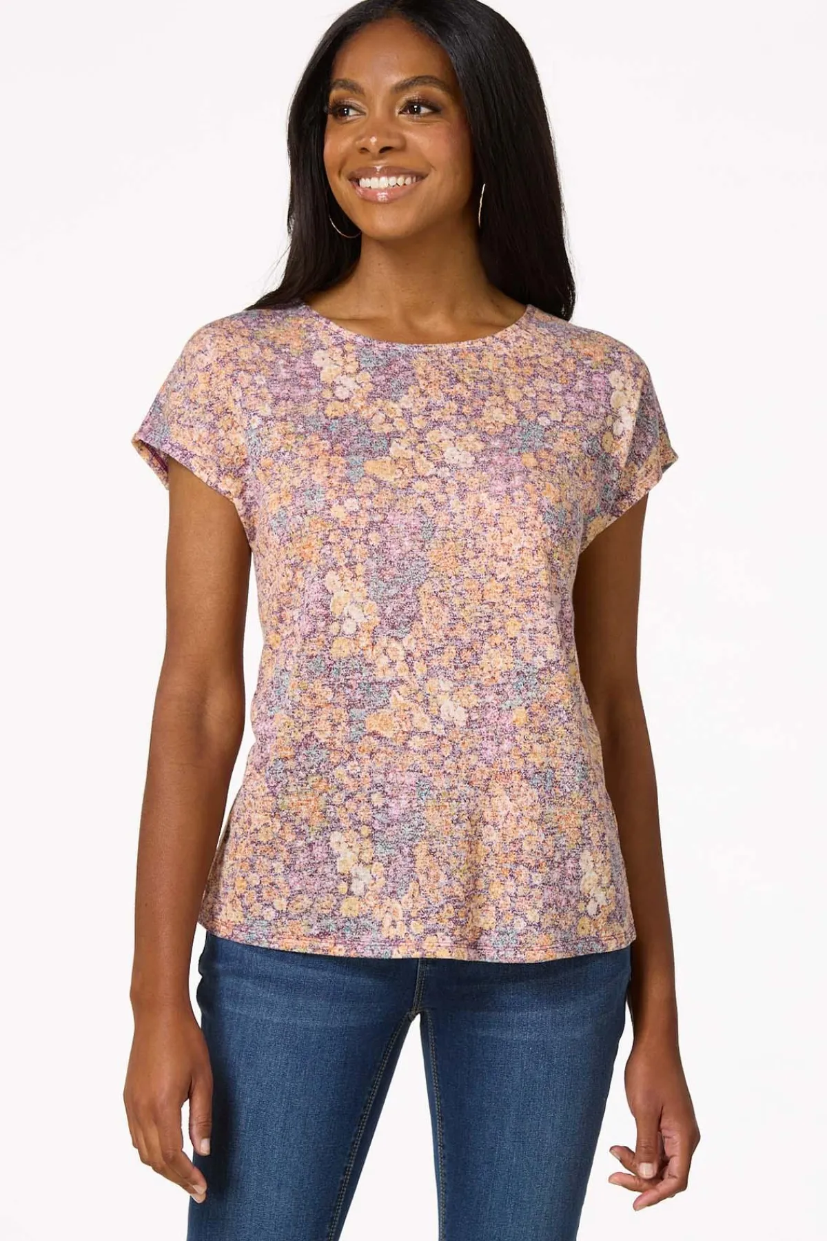 Cato Blurred Floral Tie Back Top> Tops