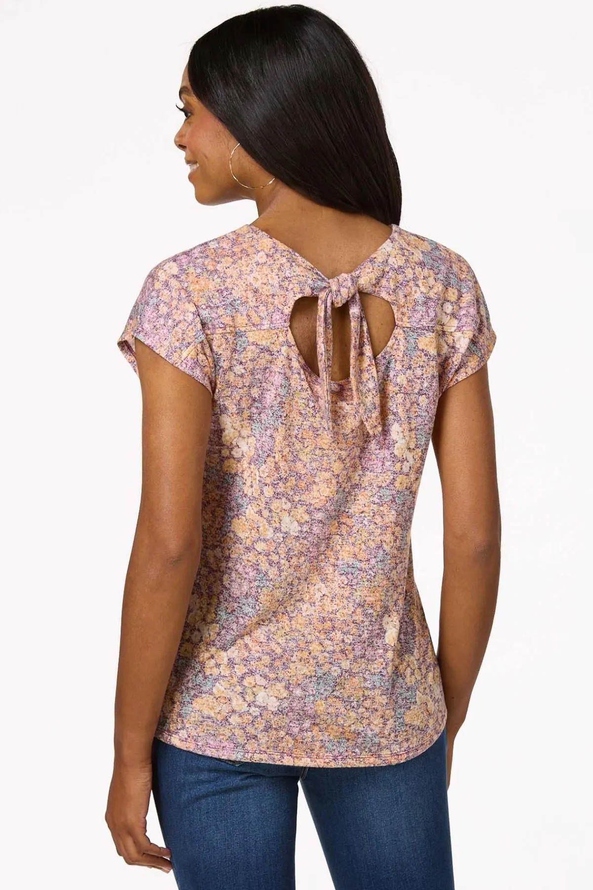 Cato Blurred Floral Tie Back Top> Tops