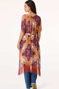 Cato Boho Medallion Tie Waist Kimono><noscript><img width=