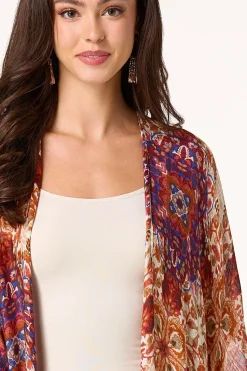 Cato Boho Medallion Tie Waist Kimono><noscript><img width=