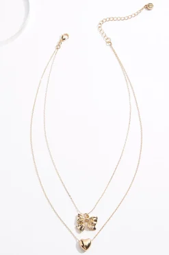 Cato Bow Heart Delicate Layered Necklace> Necklaces