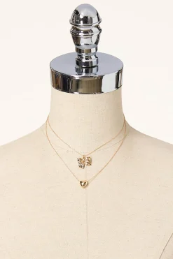 Cato Bow Heart Delicate Layered Necklace> Necklaces