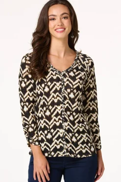 Cato Braided Trim Hacci Top> Tops