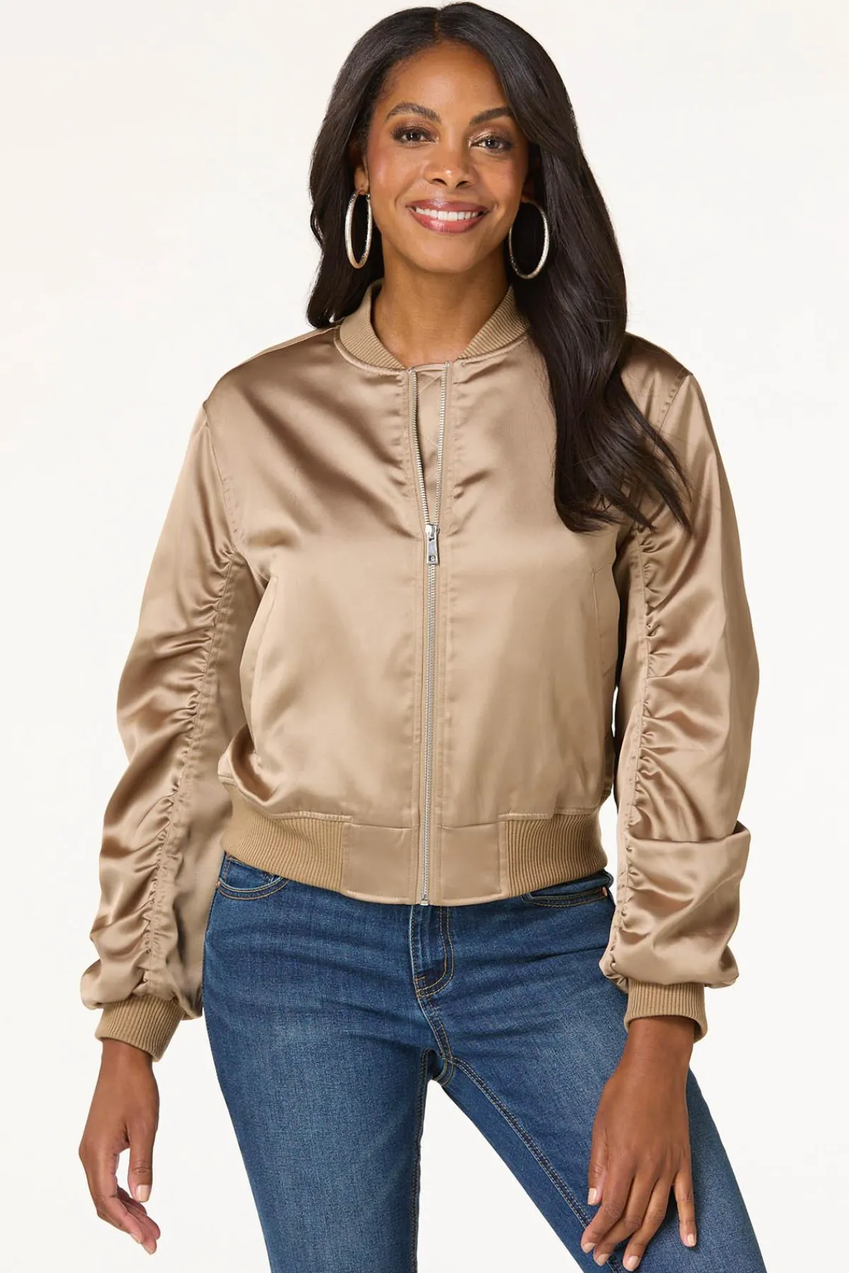 Cato Satin Bomber Jacket> Jackets & Vests