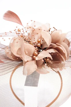 Cato Brown Mesh Feather Fascinator><noscript><img width=