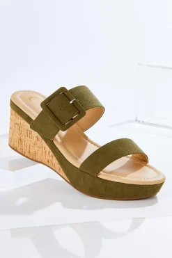 Cato Buckle Band Cork Wedges> Sandals
