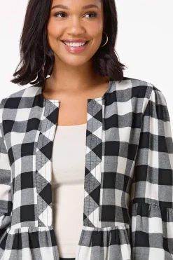 Cato Buffalo Plaid Peplum Cardigan> Jackets & Vests