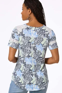 Cato Butterfly Lace Trim Top> Tops