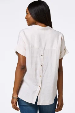 Cato Button Back Linen Shirt> Tops