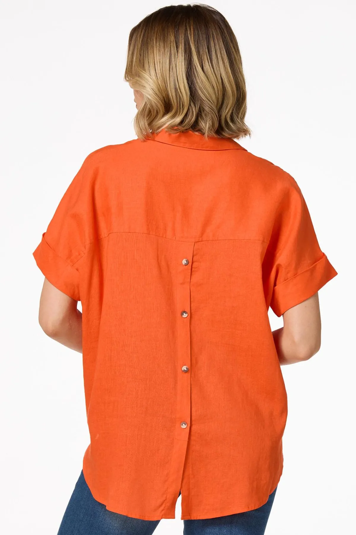 Cato Button Back Linen Shirt> Tops