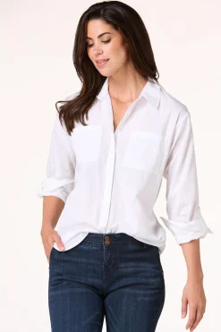 Cato Button Down Poplin Tunic> Tops