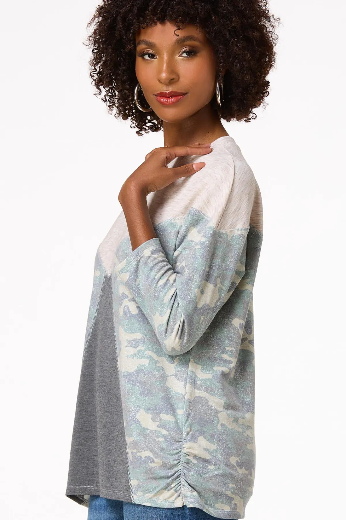 Cato Camo Colorblock Top> Tops