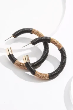 Cato Chain Detail Wrapped Hoop Earrings> Earrings