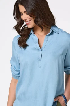 Cato Chambray Collared Tunic><noscript><img width=
