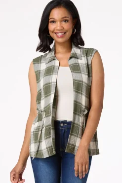 Cato Cinched Plaid Vest> Jackets & Vests