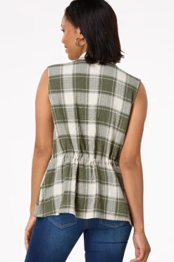 Cato Cinched Plaid Vest> Jackets & Vests