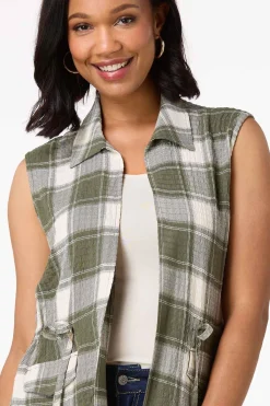 Cato Cinched Plaid Vest><noscript><img width=