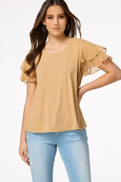Cato Clip Dot Flutter Sleeve Top><noscript><img width=