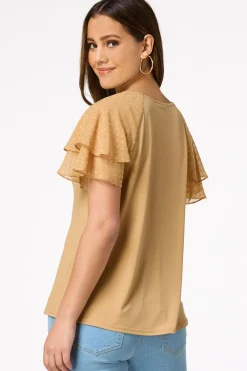 Cato Clip Dot Flutter Sleeve Top><noscript><img width=