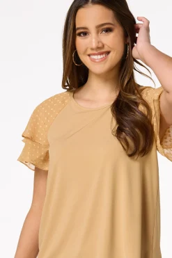 Cato Clip Dot Flutter Sleeve Top><noscript><img width=