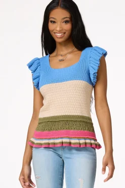 Cato Colorblock Flutter Sleeve Sweater> Sweaters